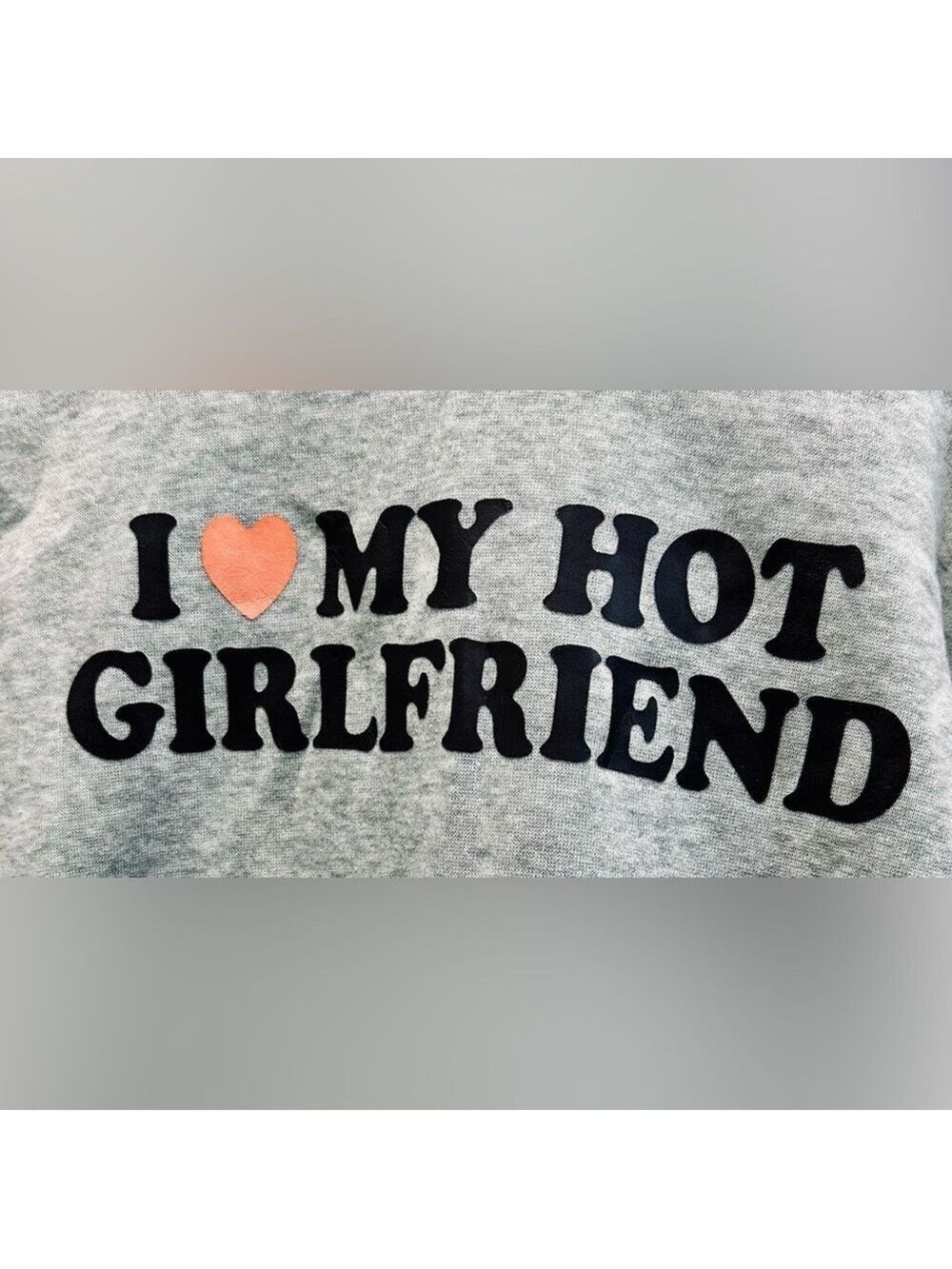 I ❤️ MY HOT GIRLFRIEND Grey Long Sleeve Hoodie with Kangaroo Pocket - Picture 4 of 8